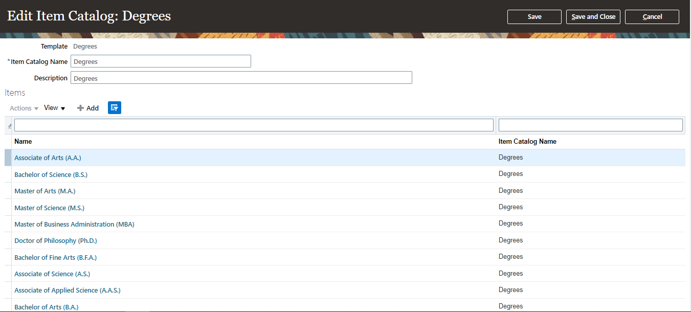 How we can set the order of the Item Catalog Order of Values? — Cloud