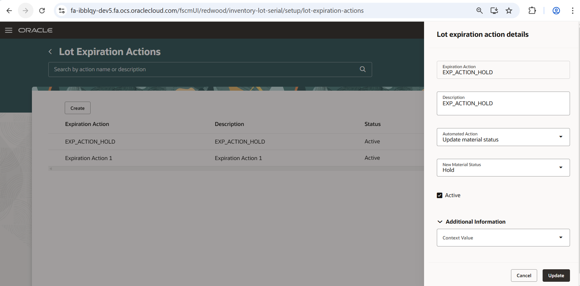 Lot expiration automated action not working in 25D — Cloud Customer Connect