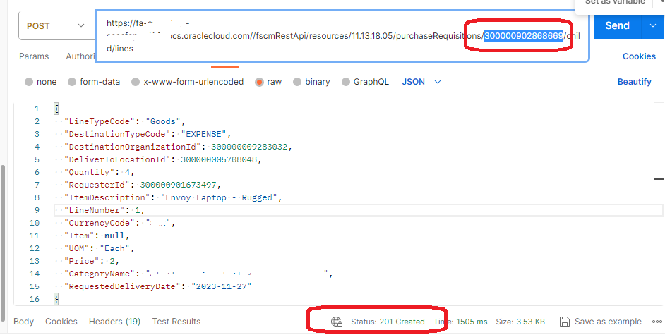Shipping Interface Error Query Oracle Rest Api Create Requisition line REST API Error — Cloud Customer Connect