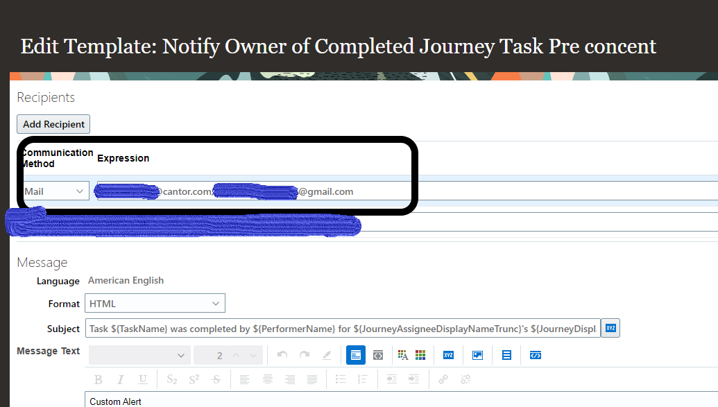 Manage recipients for Alert - Task Completed for Owner — Cloud Customer ...
