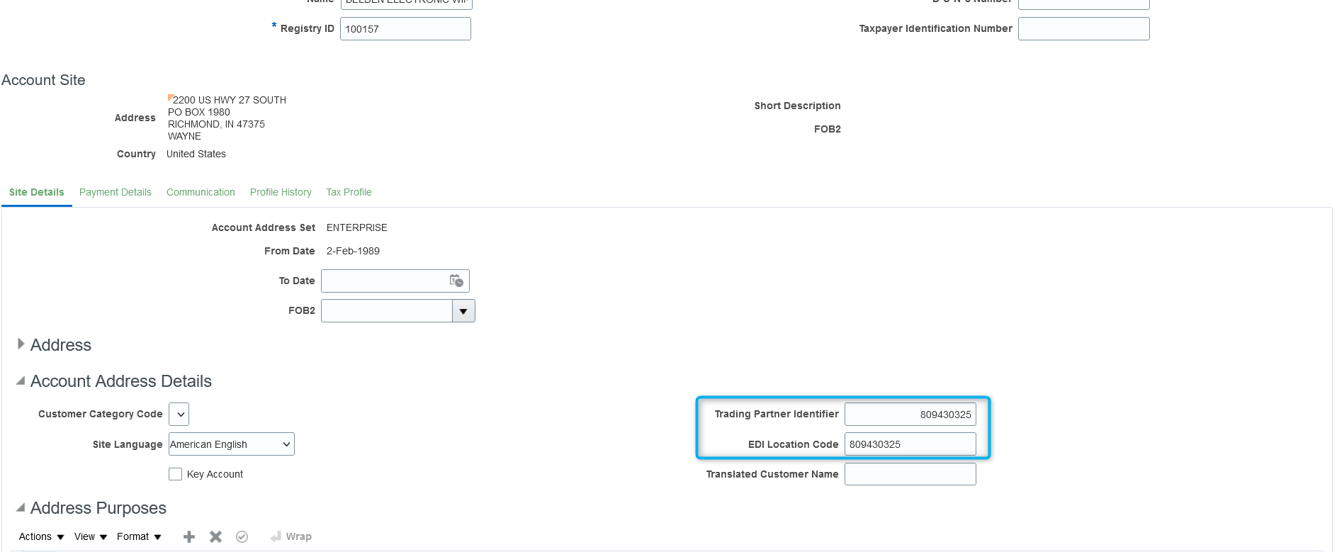 What are the FBDI columns to populate "EDI Location Code" and 'Trading ...