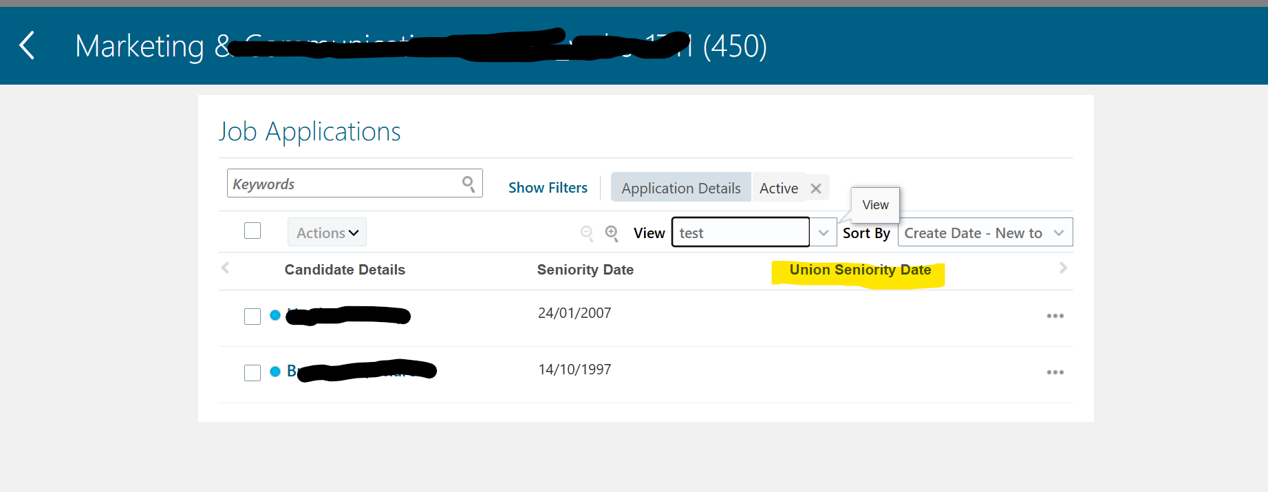 custom grid view for candidate application — Cloud Customer Connect