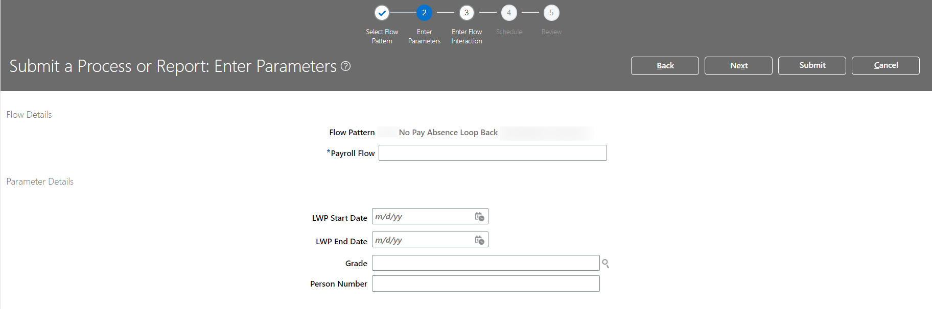 Restrict Date parameter of a Payroll Flow Pattern — Cloud Customer Connect