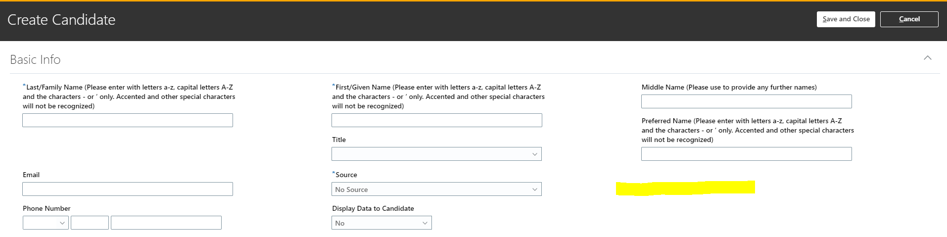 How create DFF / Field on Create candidate page — Cloud Customer Connect