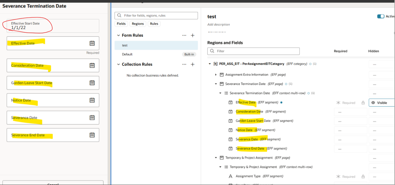 Additional Assignment info redwood page - Effective start date field is ...