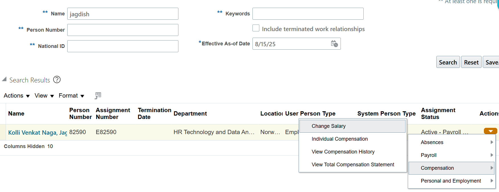 Enable Redwood Page for Change Salary option accessed from Person ...