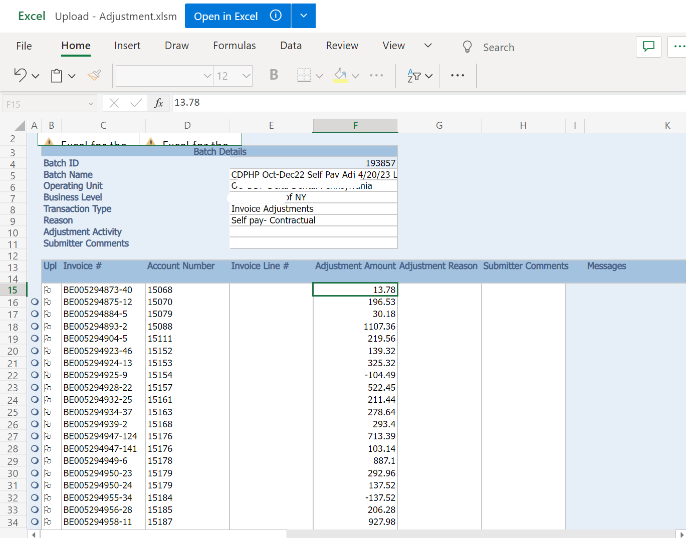 Create Template with Header and Line in VBCS Excel Plugin — Cloud ...
