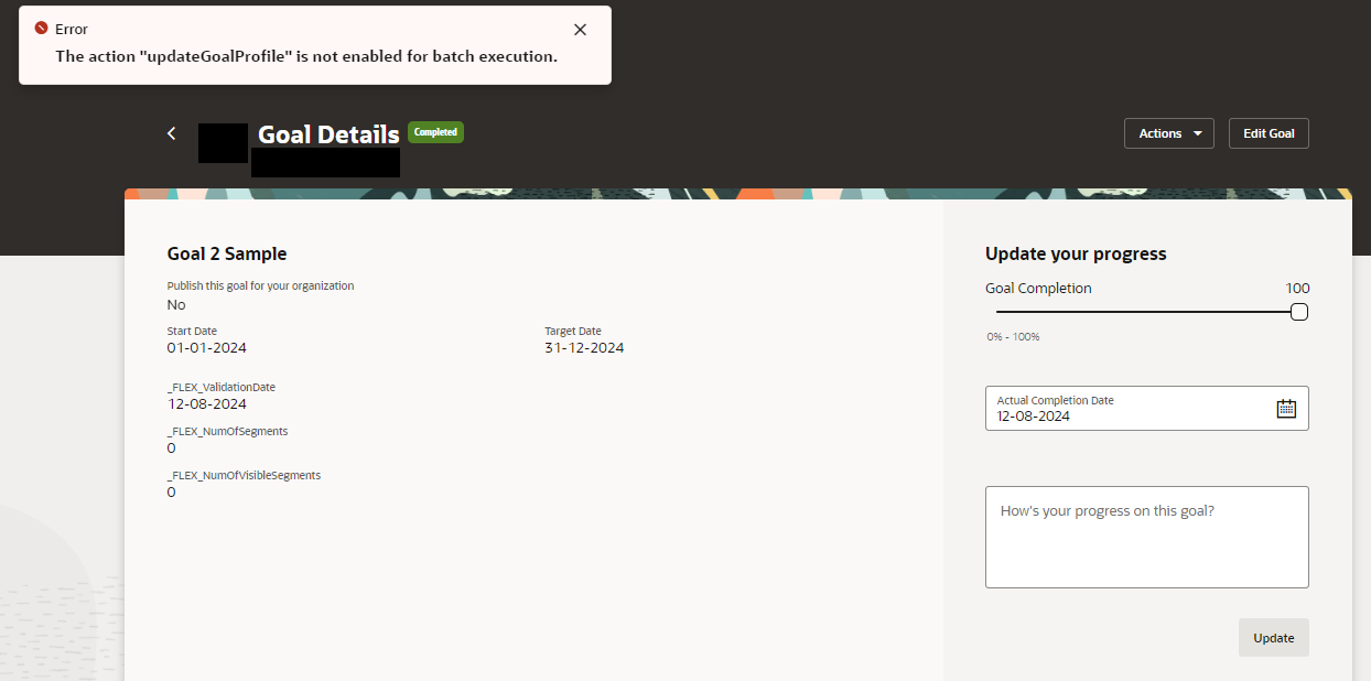 Error Saving Goal (Completed) — Cloud Customer Connect