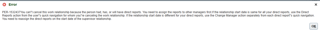 Unable to Cancel Work Relationship — Cloud Customer Connect