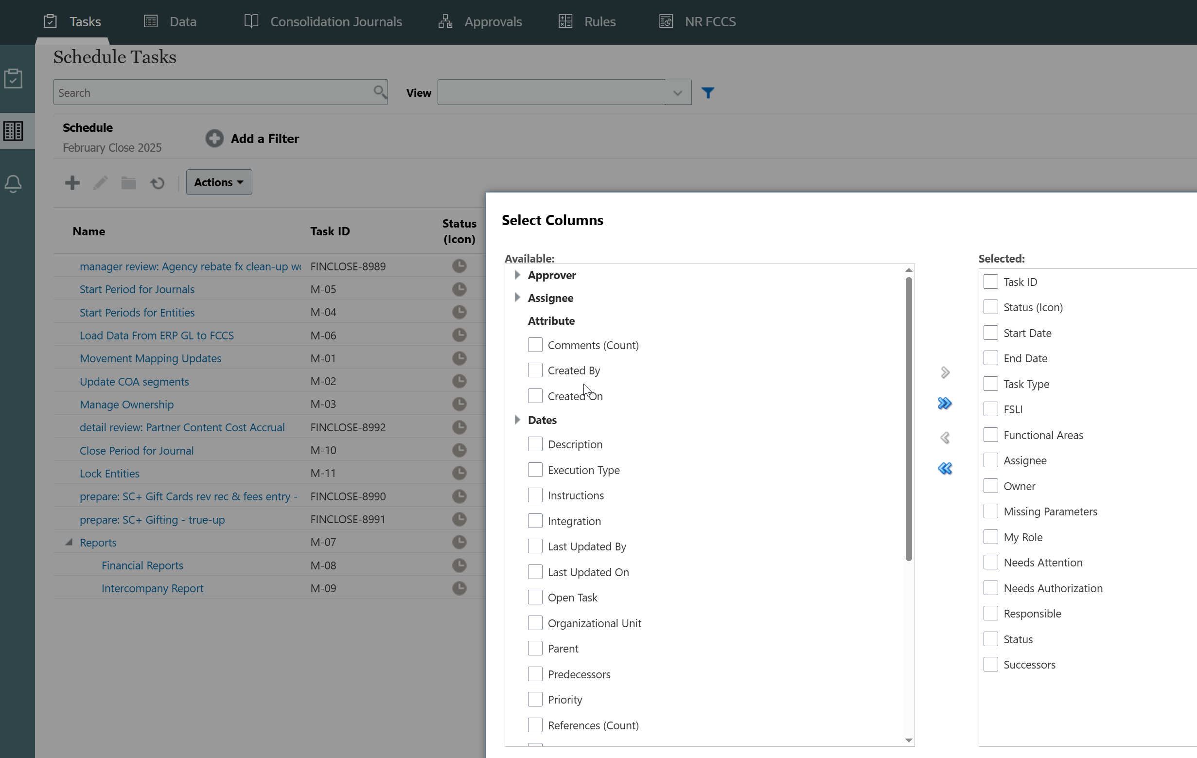 Team filter in Tasklist scheduled task in EPM — Cloud Customer Connect
