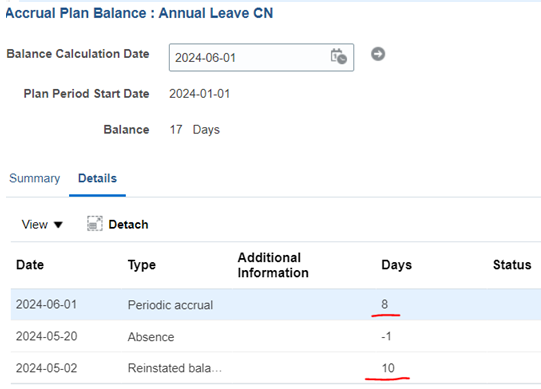 Additional Accrual Balance adding after Legal Entity Change — Cloud ...
