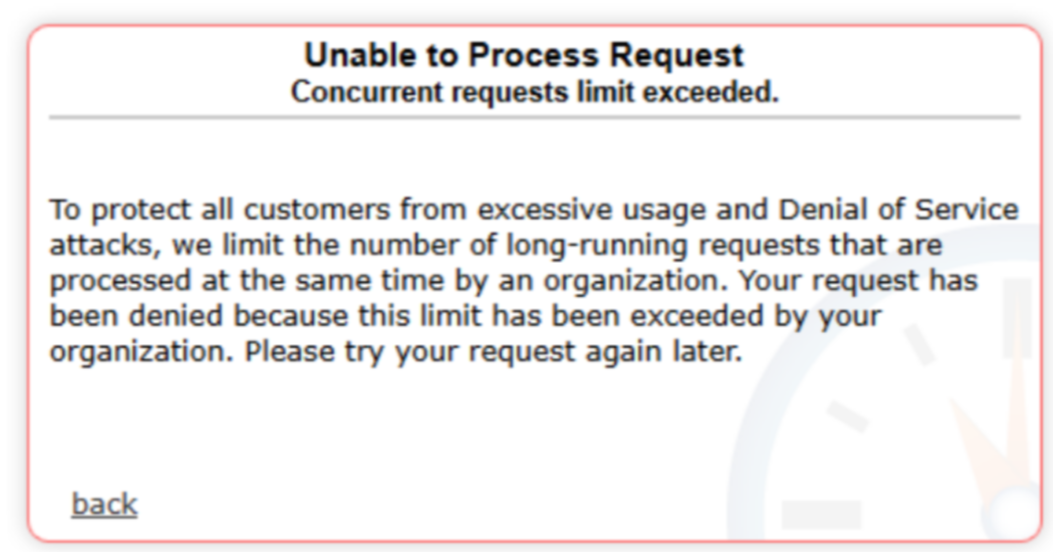 Concurrent requests limit exceeded - Post upgrade — Cloud Customer Connect