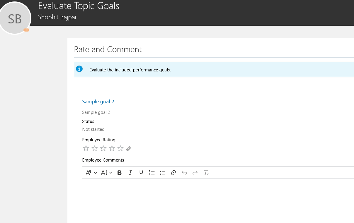 Success criteria not visible while evaluating goal — Cloud Customer Connect