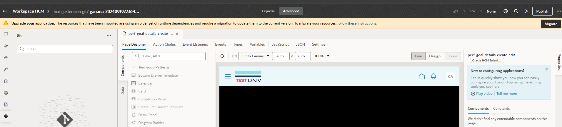 Upgrade Application message in Visual Builder — Cloud Customer Connect