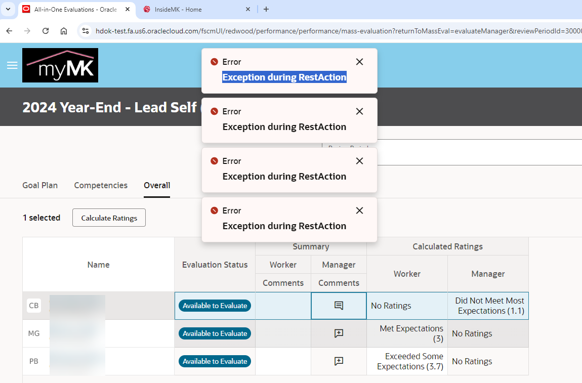 Receiving error Exception during RestAction on All In One Evaluation ...
