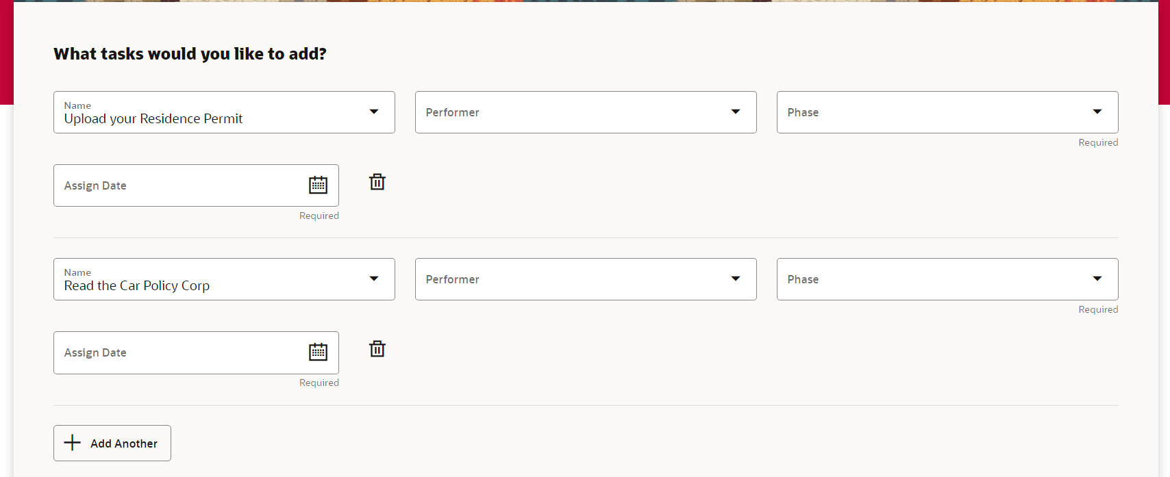 List view of tasks in the Task Library to allow multiple selection ...
