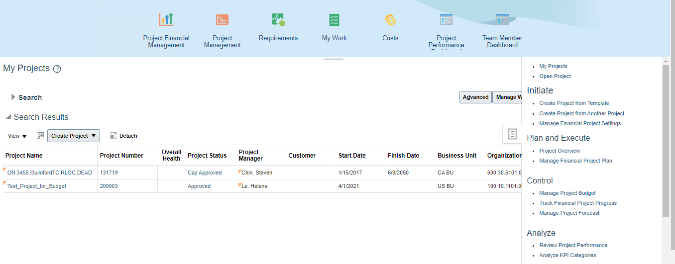 Not able to access Project Template & Existing Project while Creating ...
