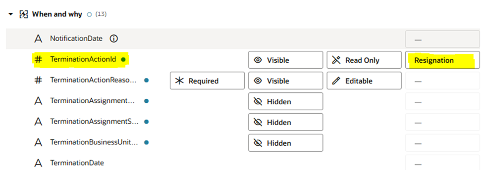 Redwood - How to Default Termination Action through Visual Builder ...