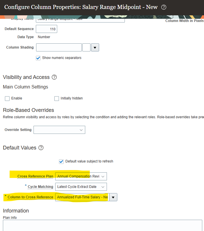 We Need a table for the Default Values Configure Worksheet Display ...