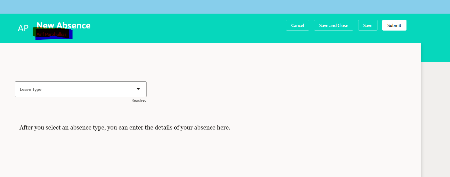 How can I add an additional tab next to the Absence Type dropdown on ...