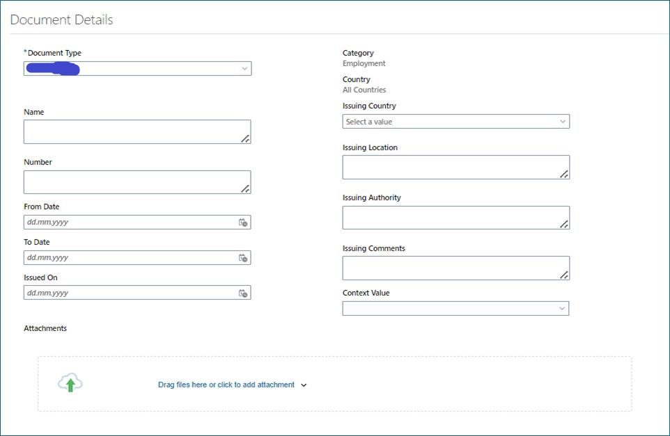 Add template/ external link in Document Details under Add document ...