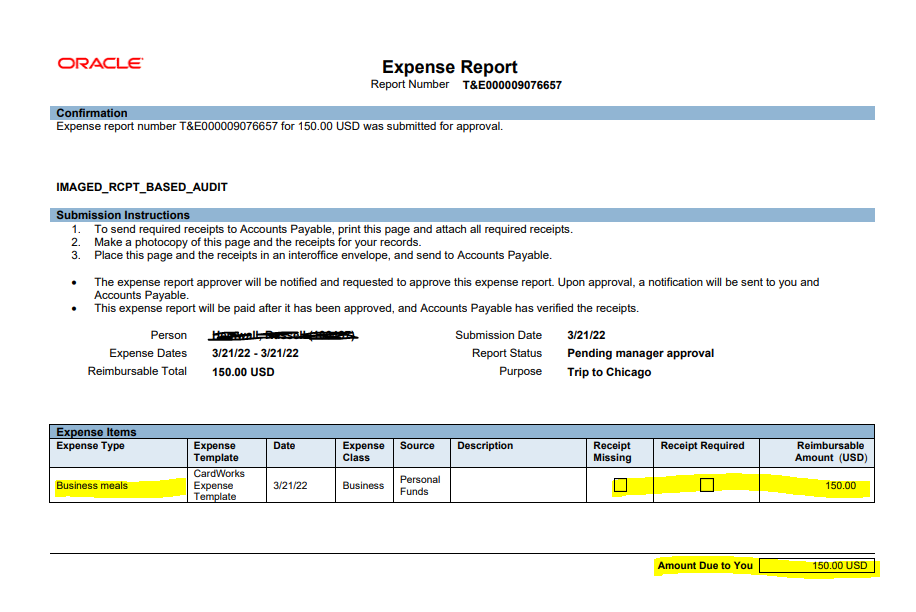 How to include attendees on the business meals seeded Expense Report