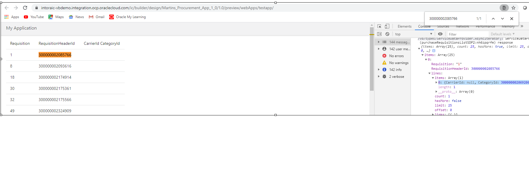 display nested array in table or list — Cloud Customer Connect