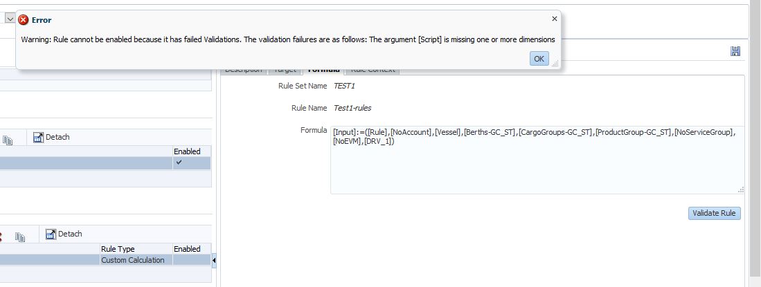 Warning: Rule cannot be enabled because it has failed Validations. The ...