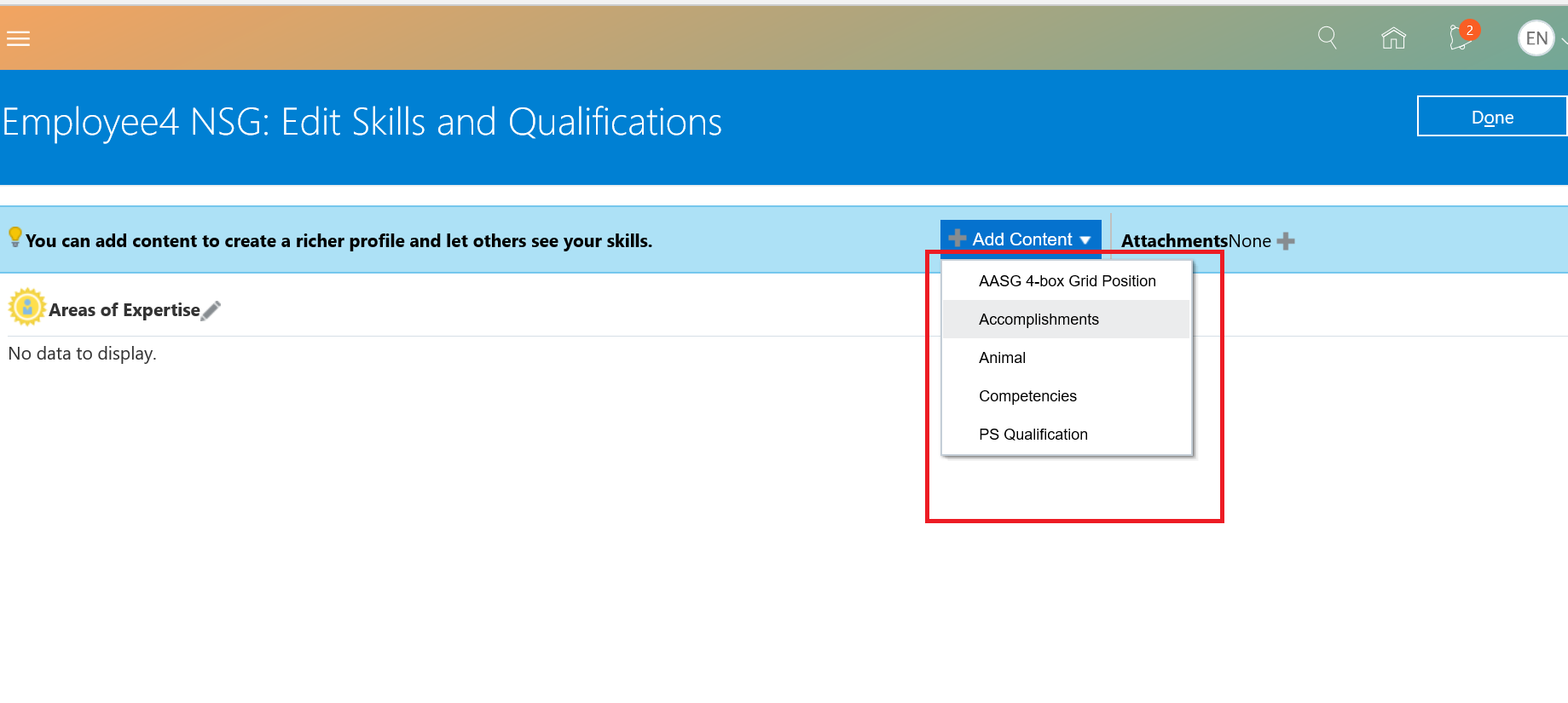 Not able to see custom content type while adding Content under skills ...
