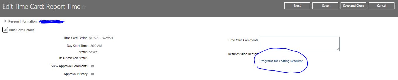 Time Card - Areas are collapsed (non-Responsive UI view) — Cloud ...