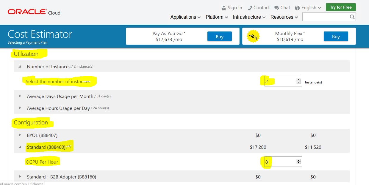 PAAS - Oracle SOA Cloud service - OCPU calculation — Cloud Customer Connect