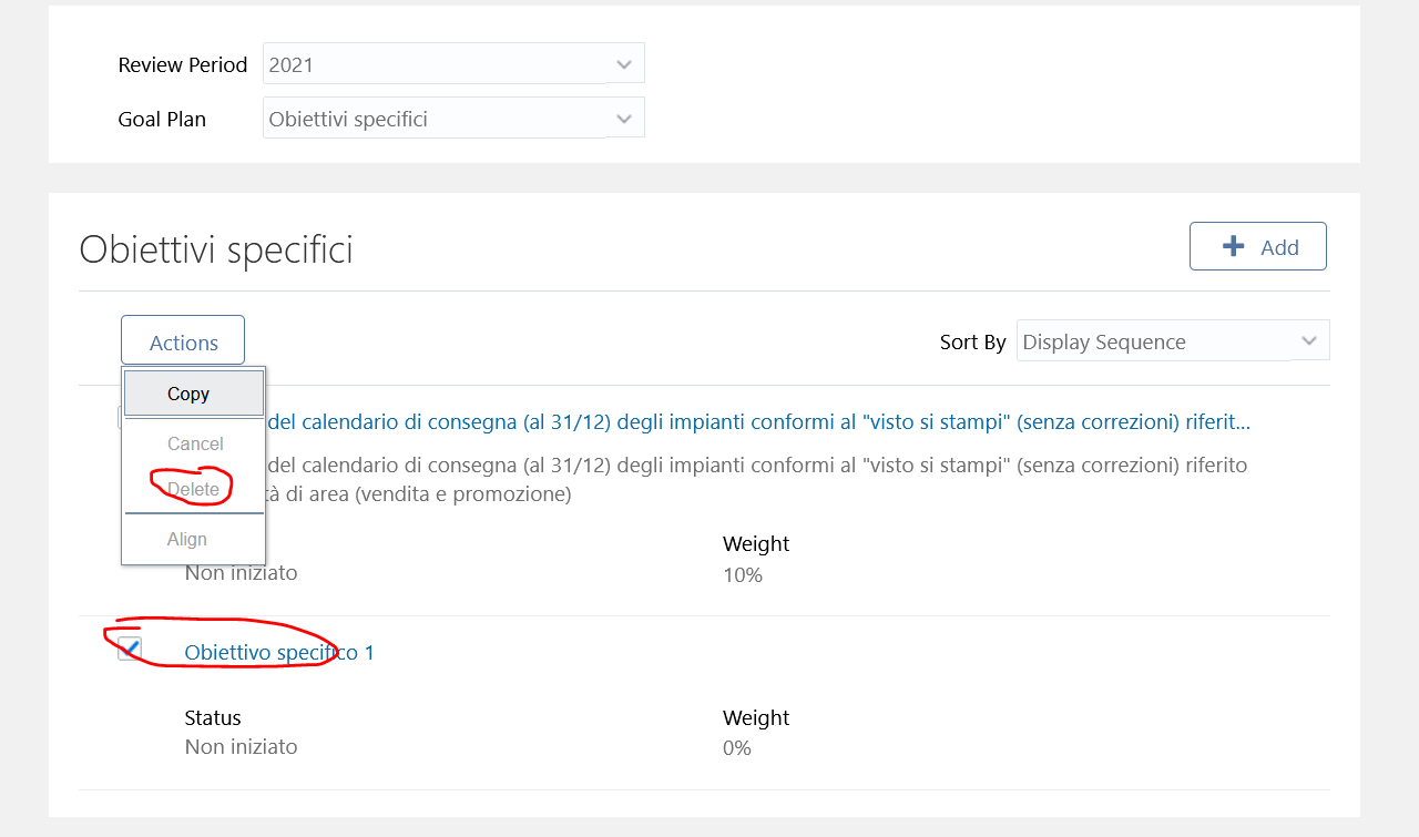 Cannot Delete Goal assigned to a worker — Cloud Customer Connect