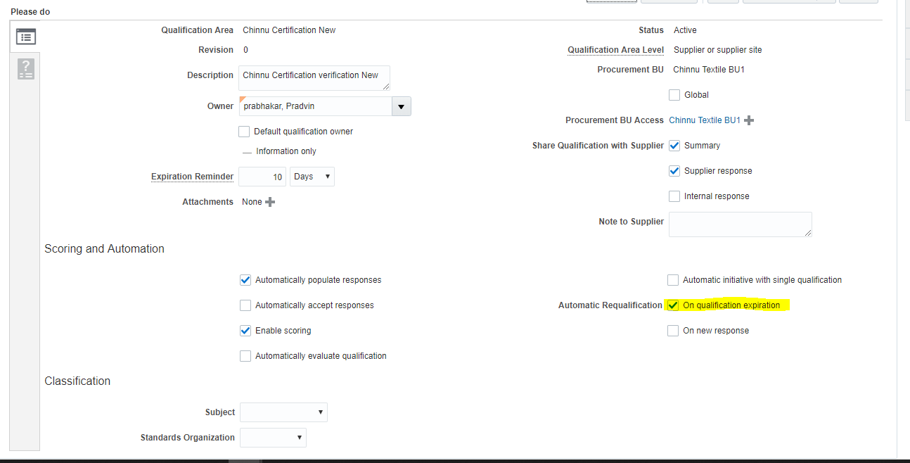 Unable to requalify qualification after it is expired — Cloud Customer ...