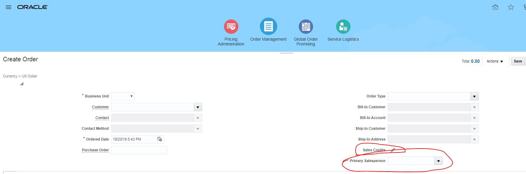 Primary Salesperson and Sales Credit — Cloud Customer Connect