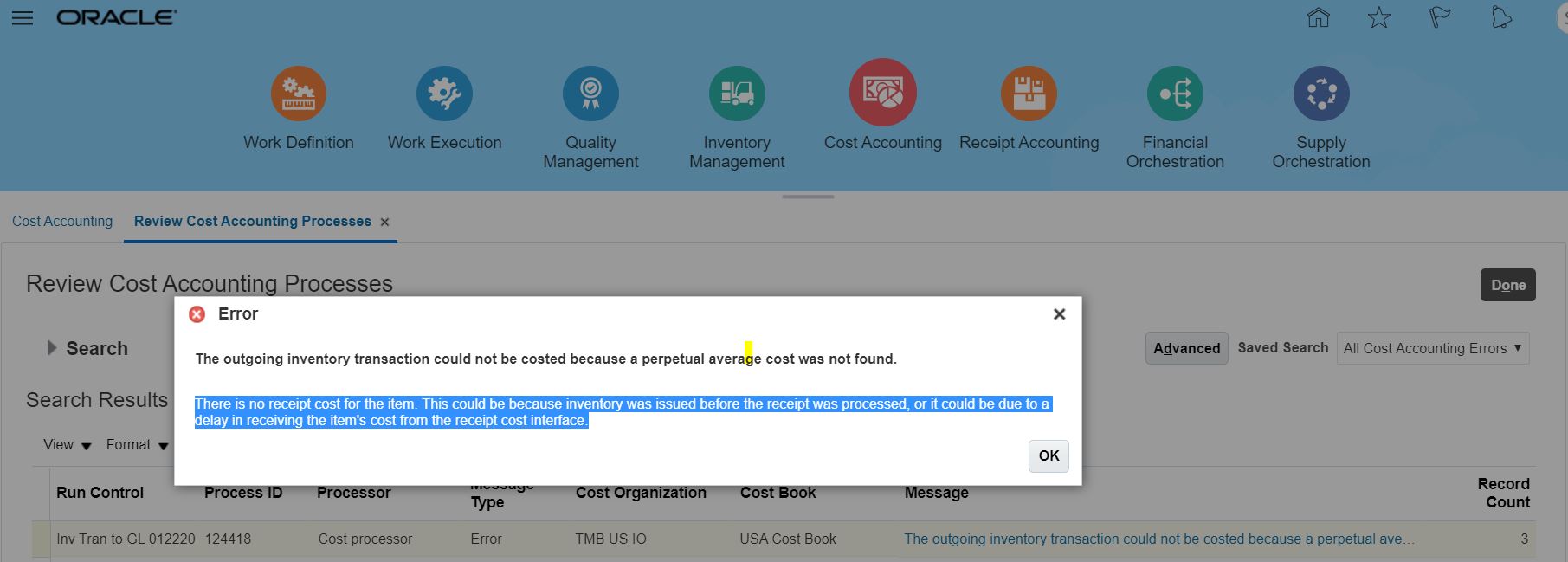 Cost Processor Errors and Warnings — Cloud Customer Connect