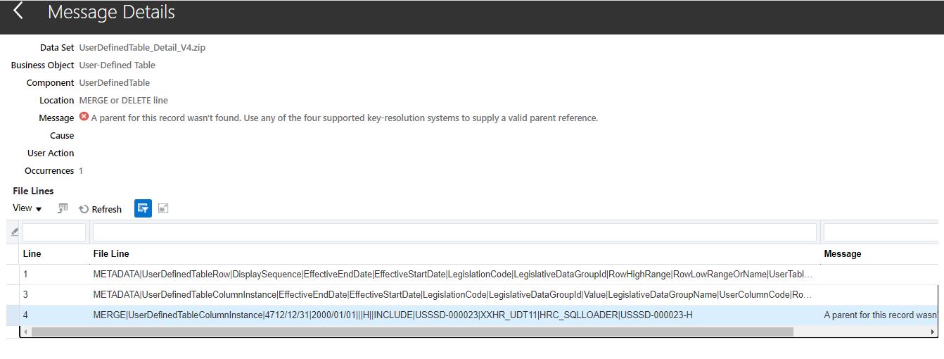 Error while loading UDT through HDL — Cloud Customer Connect