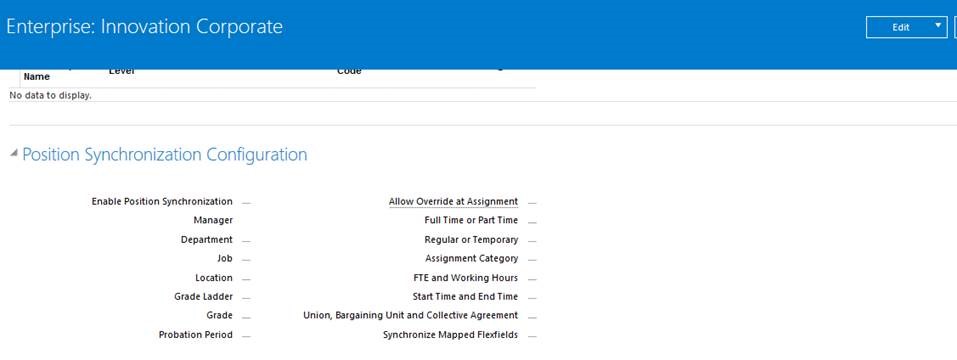 Table / View which holds Position Synchronization Configuration Details ...