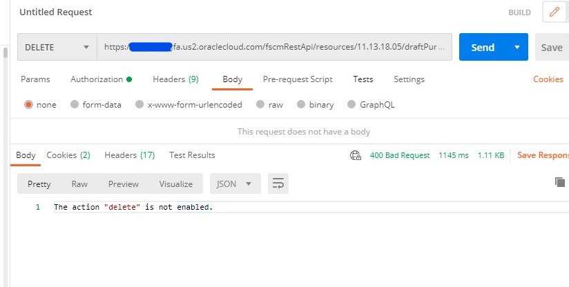 Delete Purchase Order using API — Cloud Customer Connect