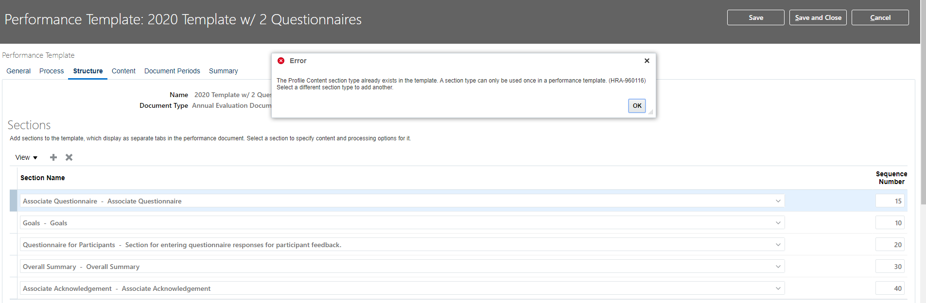 Can you define 2 Questionnaires in a Performance Template? — Cloud ...