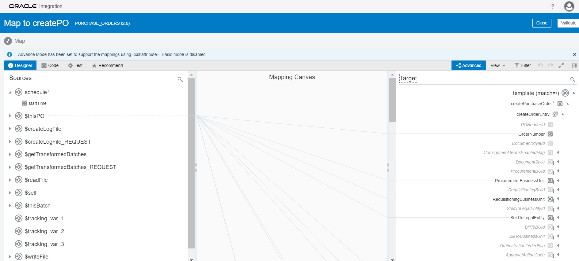 Mapper Look and Feel (OIC) — Cloud Customer Connect