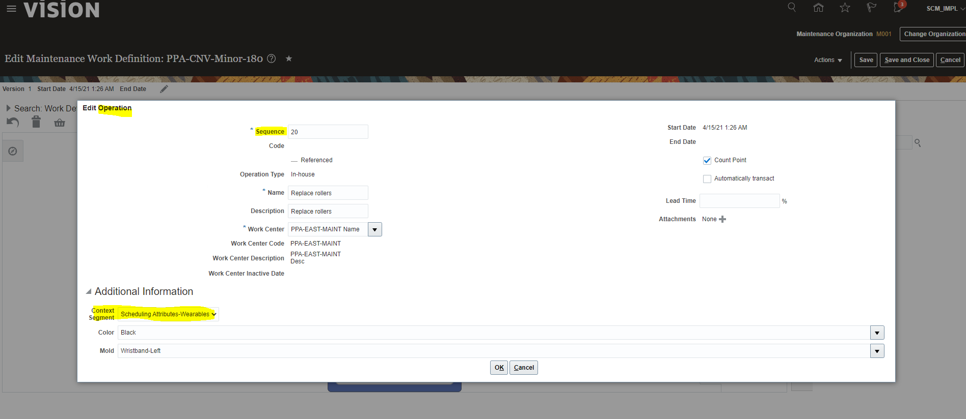 Work Definition / operation step DFFs are they copied to active work