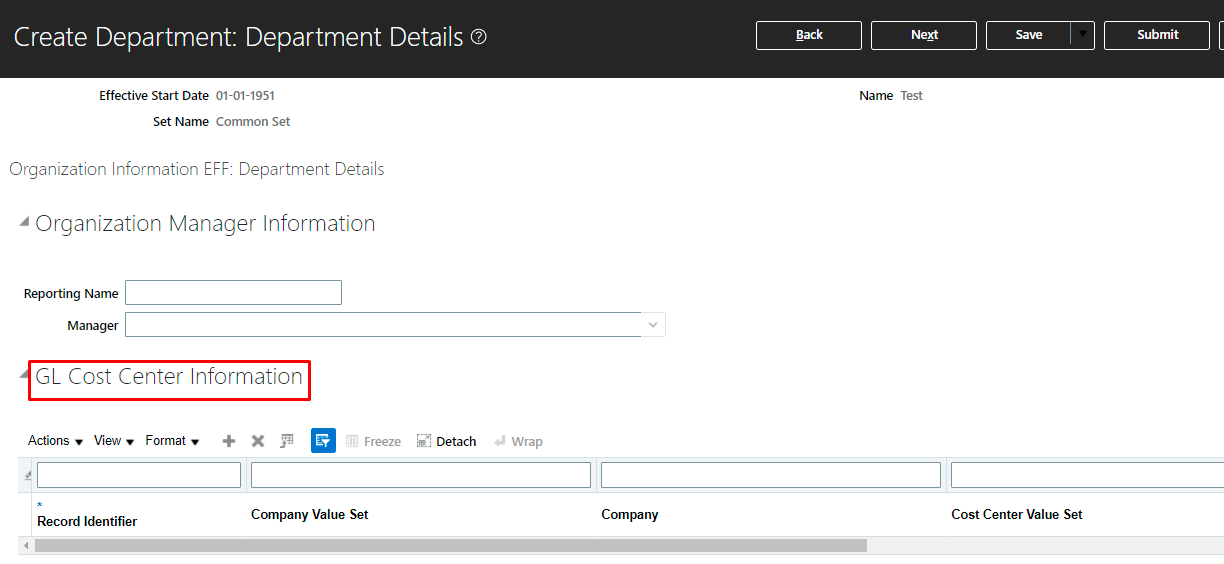 Workforce Structure- Manage Department — Cloud Customer Connect
