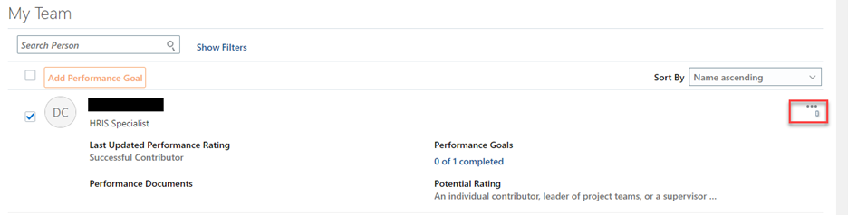 Action Menu in Goals and Performance not workin — Cloud Customer Connect