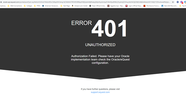 eQuest Job Distribution Error message 401 when posting a job — Cloud ...