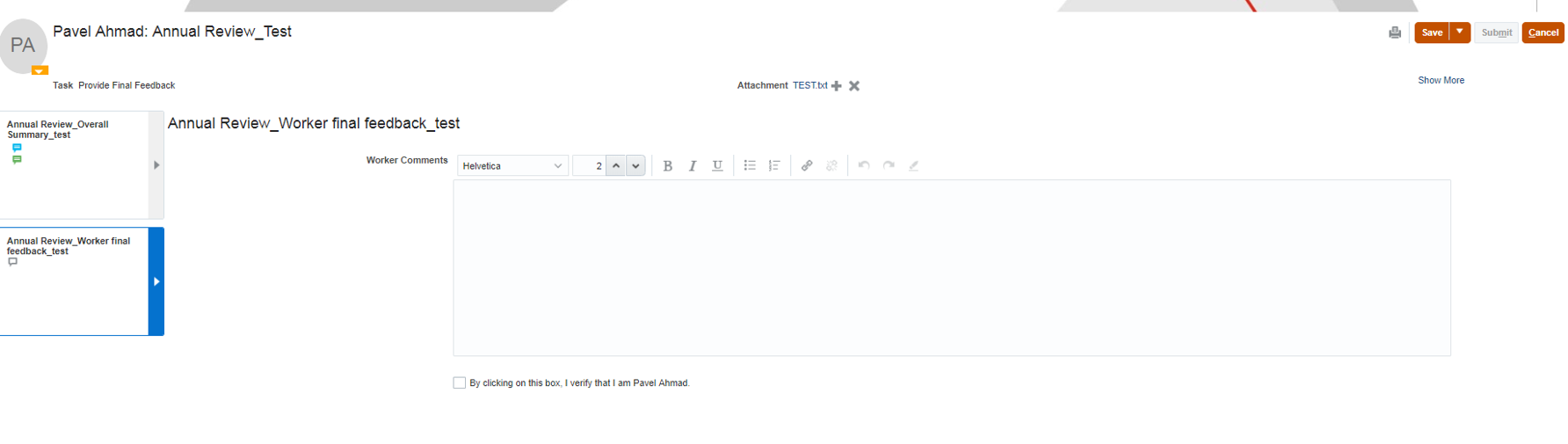 Manager final feedback step Error — Cloud Customer Connect