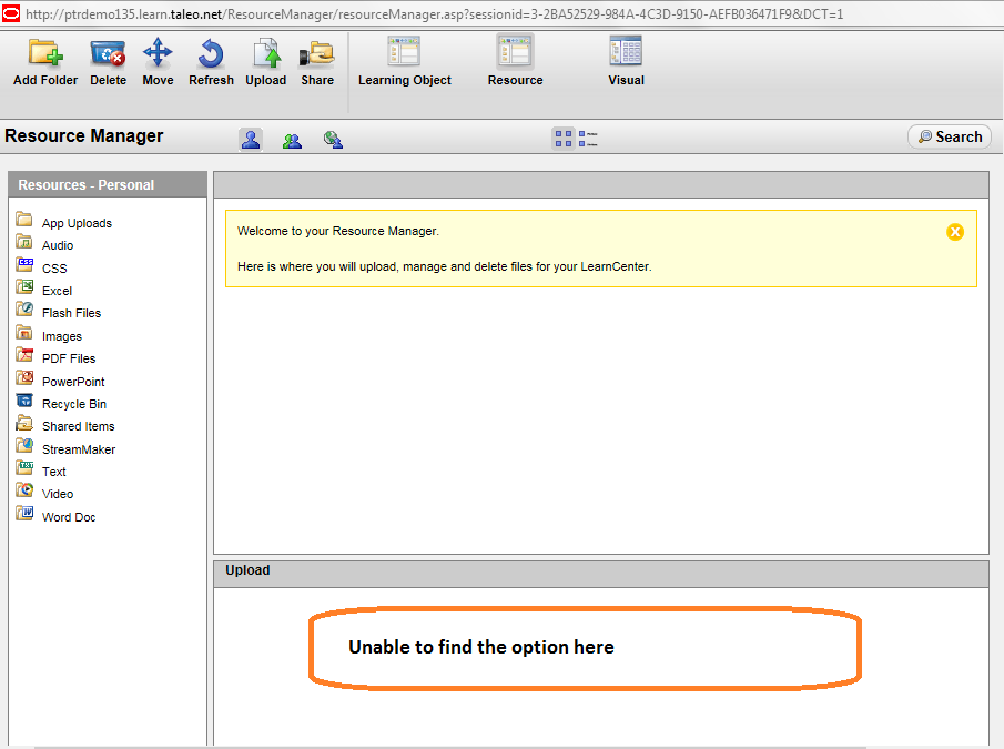 Not able to upload file through the resource manager — Cloud Customer ...