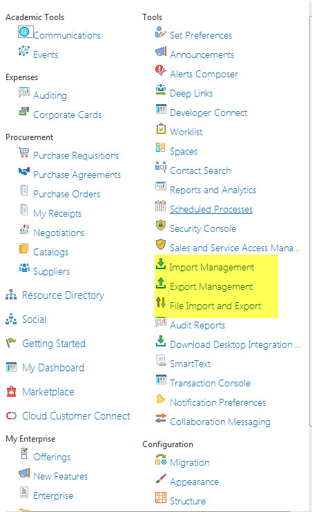 How to Hide - Manage Export Import for Users — Cloud Customer Connect