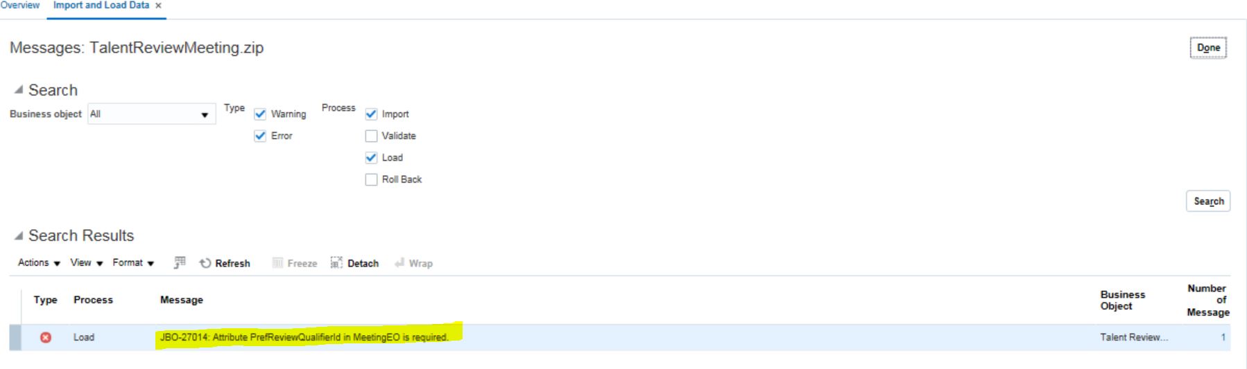 Talent Review meeting Load by HDL — Cloud Customer Connect