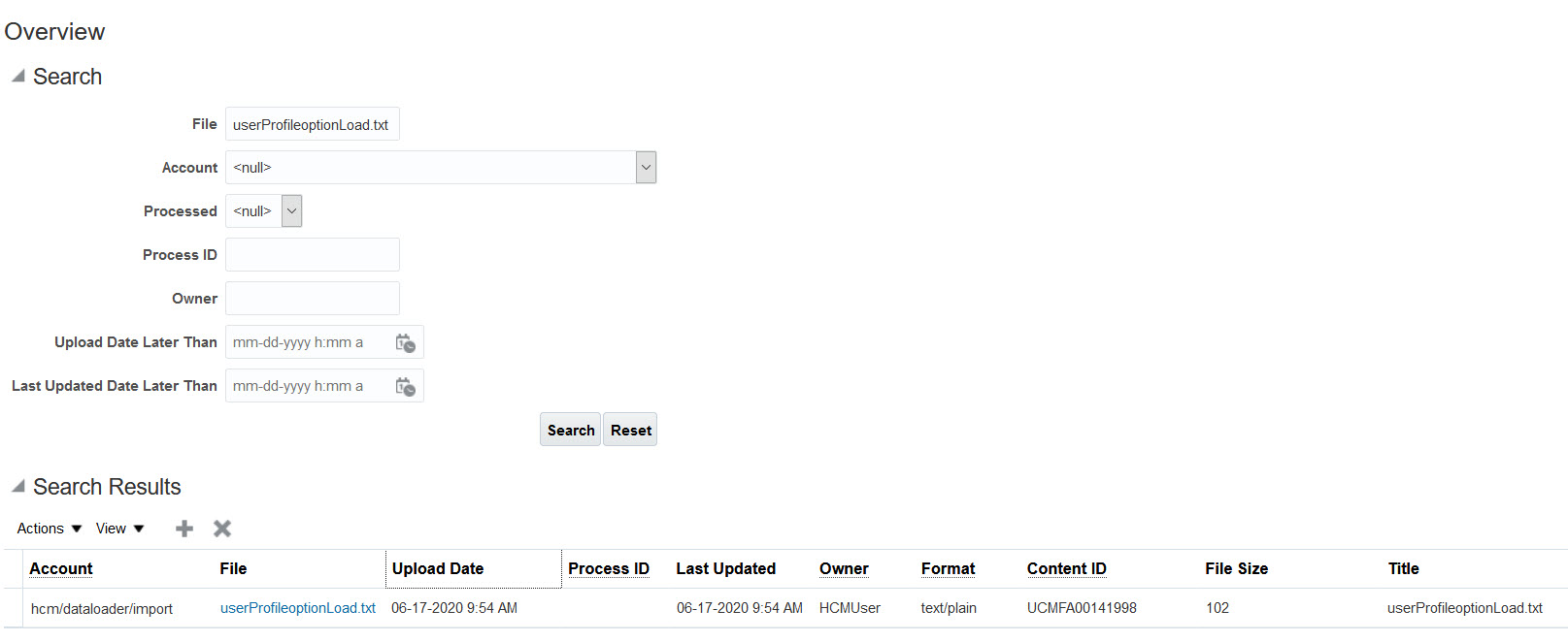 Which table stores the information of file uploaded using file import ...