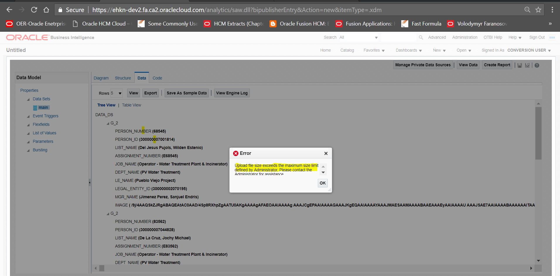 Unable to save XML in BI Publisher. — Cloud Customer Connect